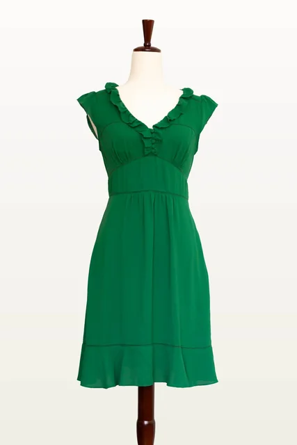 Photo 1, the cover: the green dress from the front.