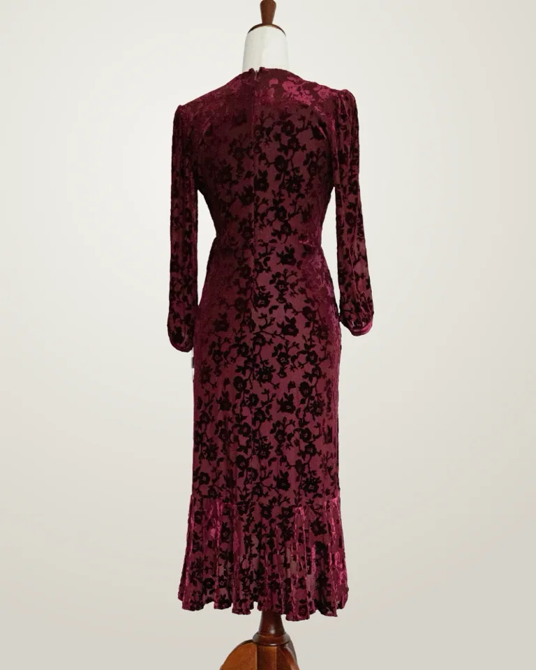 Calvin Klein burgundy velvet wrap dress, photo 2