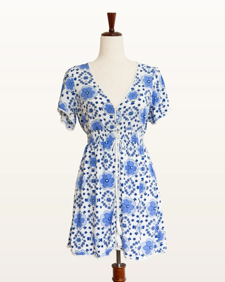 Forever 21 blue floral mini dress, photo 1
