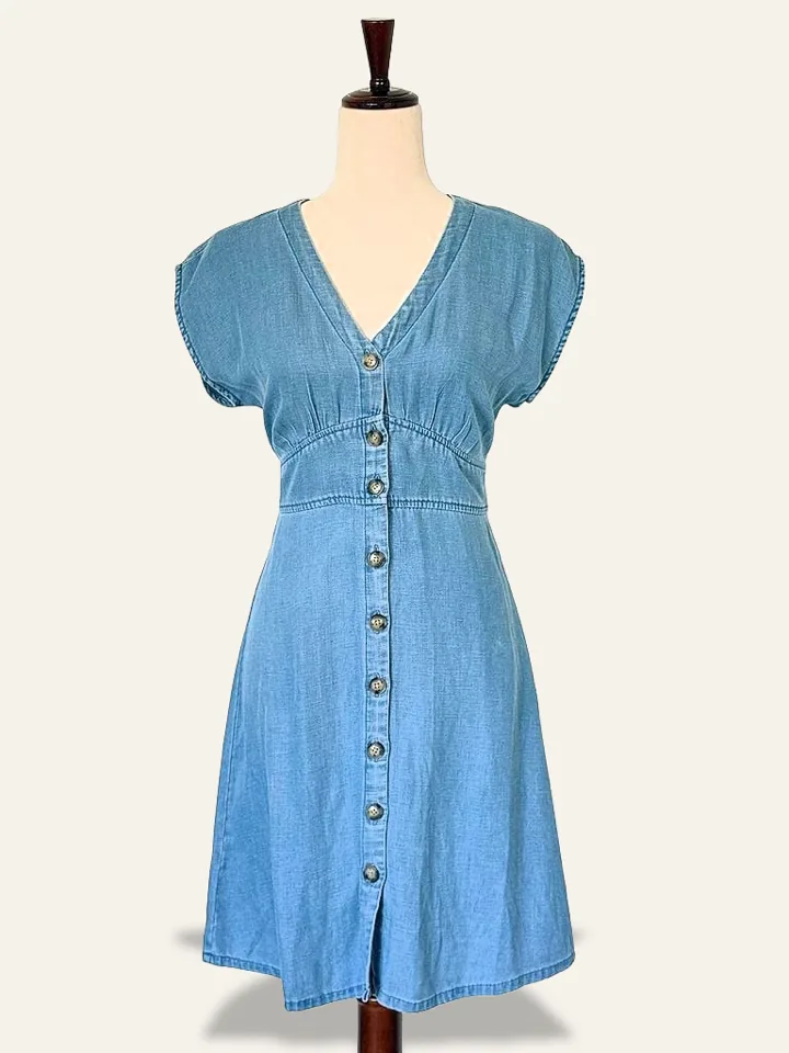 LOFT chambray button-front dress, photo 1