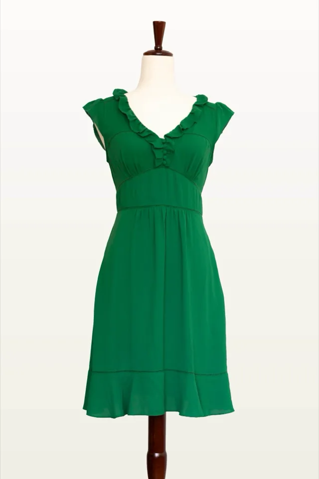 Maeve green ruffle V-neck dress, photo 1